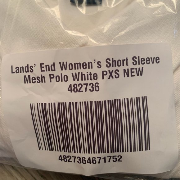 NWT LANDS' END WOMEN'S SHORT SLEEVE‎ MESH POLO SHIRT WHITE PXS & SMALL - Picture 10 of 11